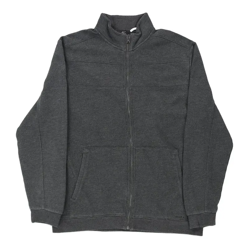 Calvin Klein Zip Up - Large Grey Cotton Blend