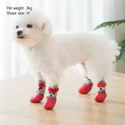 Cute Cartoon Dog Boots, 4Â Counts/set Non-slip Waterproof Dog Shoes, Pet Footwears For Small Medium Large Dogs & Cats