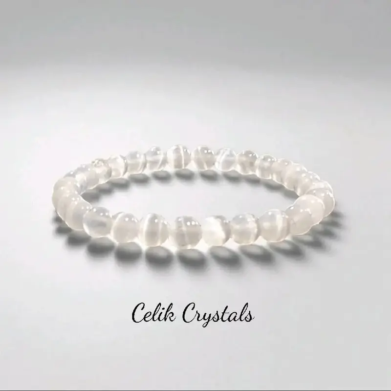 Selenite Bracelet Natural Stones High Grade Unisex Healing Bracelet Handmade
