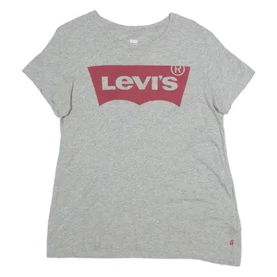 LEVI'S Womens T-Shirt Grey Crew Neck M