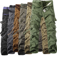 Men's Tactical Cargo Pants | 8-Pocket Loose Fit Cotton Workwear for Outdoor Use, Sizes 28-42 Menswear Trouser