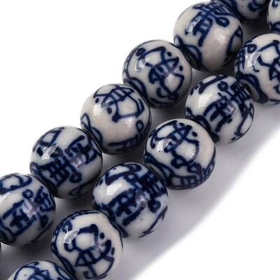 Handmade Blue and White Porcelain Beads Strands