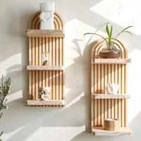 Wooden Arch Shelf, 1 Count Wall Mounted Storage Rack, Modern Home Decor for Living Room Bedroom, Home Organizer