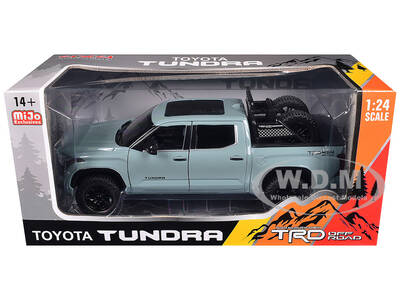 2023 Toyota Tundra TRD 4x4 Pickup Truck Lunar Rock Gray with Sunroof and Wheel Rack 1/24 Diecast Model Car