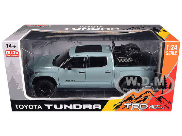 2023 Toyota Tundra TRD 4x4 Pickup Truck Lunar Rock Gray with Sunroof and Wheel Rack 1/24 Diecast Model Car