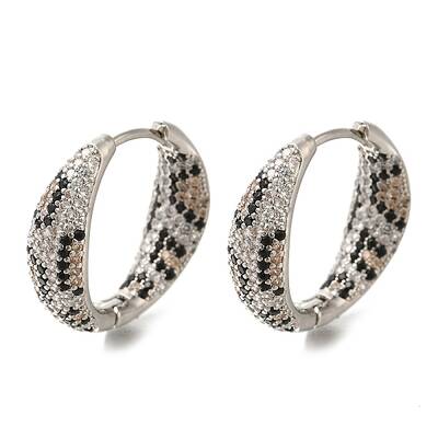 Rack Plating Brass Micro Pave Cubic Zirconia Hoop Earrings