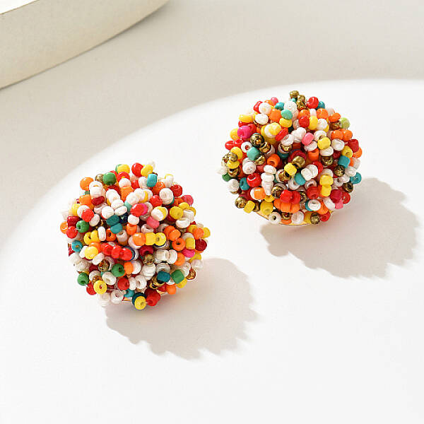 Plastic Bead Cluster Stud Earrings
