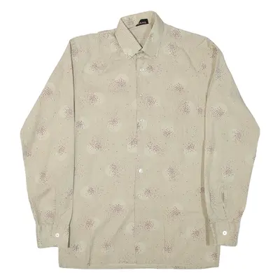 TOP SHIRT Mens Shirt Beige Striped Long Sleeve M