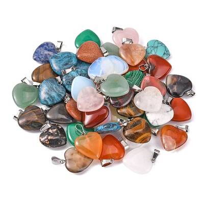 Heart Natural & Synthetic Mixed Stone Pendants