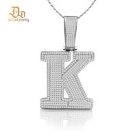[Buy One Get Free Necklace] Delzzad Hip Hop Large Letter Zirconia Alphbet Pendant Birthday Anniversary Mother's Day Gifts for...