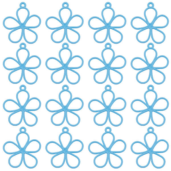 50Pcs Hollow Spray Painted Alloy Pendants