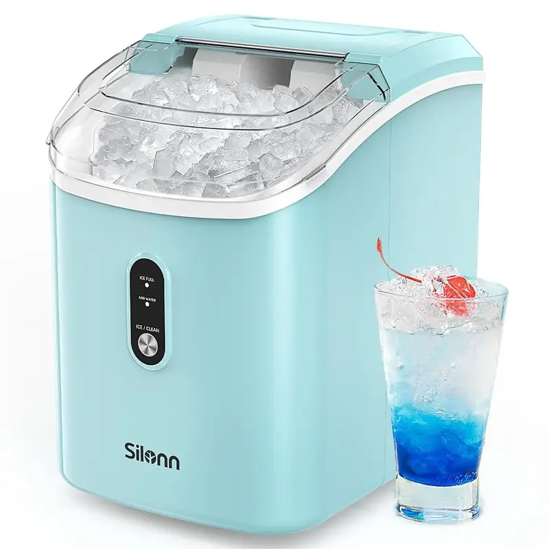 Silonn Countertop Sonic Ice Maker Machine for Home Kitchen, Chewable Ice Machine w/ Self-Cleaning, 33 lbs daily, Portable, St...