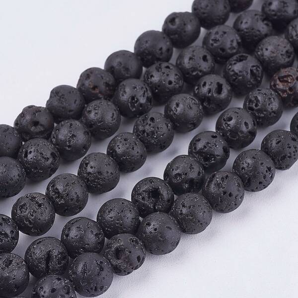 Natural Lava Rock Stone Bead Strands