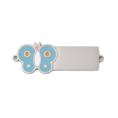 304 Stainless Steel Light Blue Enamel Connector Charms