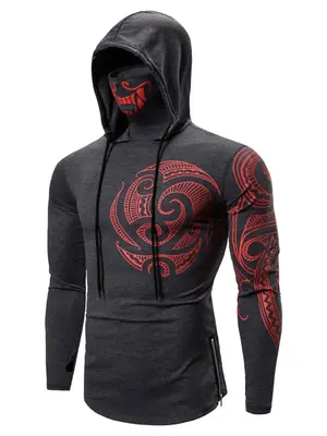 Men's Graphic Print Drawstring Hoodie, Regular Fit Casual Long Sleeve Hooded Sweatshirt for Daily Wear, Fashion Men's Clothes...