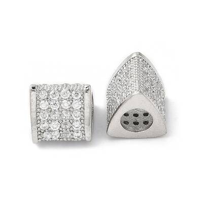 Brass Micro Pave Cubic Zirconia European Beads