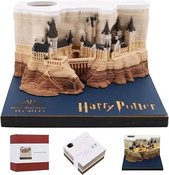 3D Calendar 2025 with LED Light,Hand-Torn Paper Carving Memo Pad & Creative Non-Stick Notes,Christmas & Housewarming Gift for...