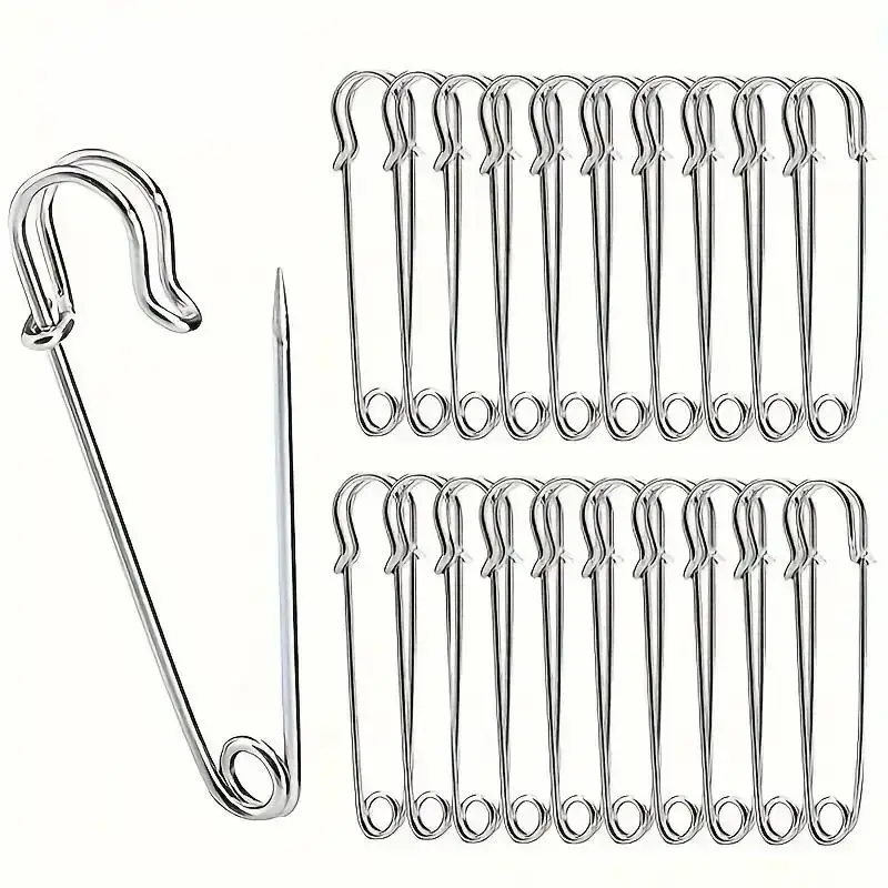 Stainless Steel Safety Pin Set, 20pcs/set Safety Pin, Spring Lock Fasteners for Blankets, Crafts, Skirts & Brooch Making