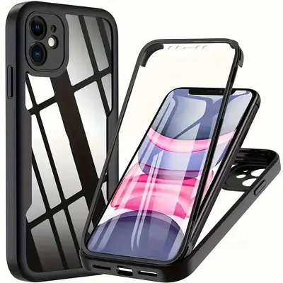 360 Full Body Front & Transparent Protective Cover, Phone Case with Screen Protector, Protective Cover Compatible with iPhon...
