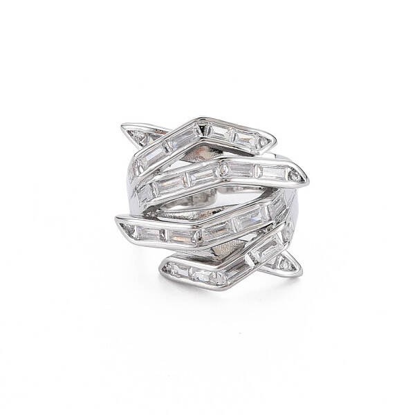 Hug Hand Fingers Cubic Zirconia Cuff Ring