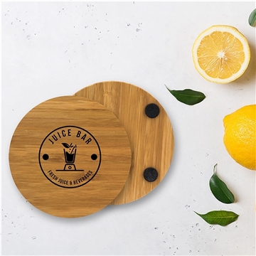 100 Customized Bamboo Coasters: Single Round - Anti-Microbial & ...