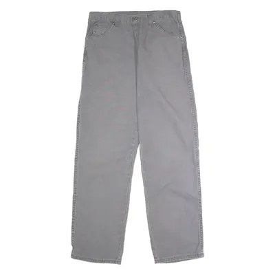 DICKIES Workwear Mens Canvas Trousers Grey Regular Straight W32 L32