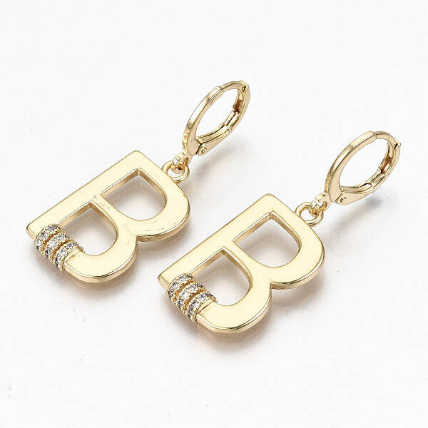 Brass Micro Pave Clear Cubic Zirconia Huggie Hoop Earrings