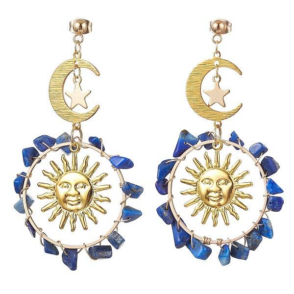 Vintage Natural Lapis Lazuli Ear Studs