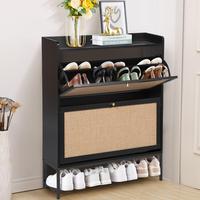 GiratreeFurniture Shoe Storage Cabinet, Shoe Rack Storage Organizer Freestanding Shoe Cabinet with 2 3 4 Flip Drawers Entrywa...