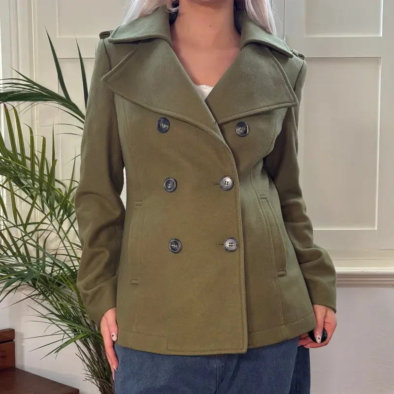 Sisley Overcoat - Medium Khaki Wool Blend