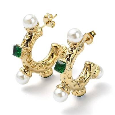 Ion Plating(IP) 304 Stainless Steel Ring Stud Earrings