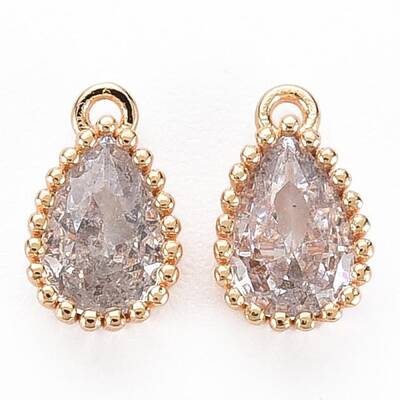 Brass Inlaid Cubic Zirconia Charms