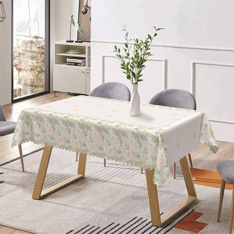 Floral Green Leaves Faded Fresh Rectangle Tablecloth - Aperturee