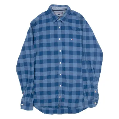 TOMMY HILFIGER Regular Fit Mens Shirt Blue Gingham Long Sleeve M