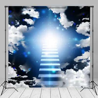 Holy Light Paradise Stairway Cloud Funeral Backdrop - Aperturee