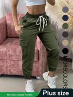 【Plus Size】 Solid Color Pants, Casual Comfy Trousers for Women, Women's Bottoms for Summer, Womenswear, Oversport Pants,...