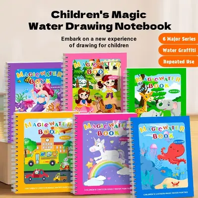 3/6 Pack Reusable Water Coloring Book for Toddlers,Doodle Paint with Water,Mess-Free Coloring Book,Portable Educational Drawi...