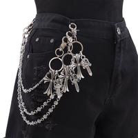 Style Chain with Crucifixion Design Pants Belt,fashionable Double Layered Waist Chain for Jeans Trousers,trendy All-match Exq...