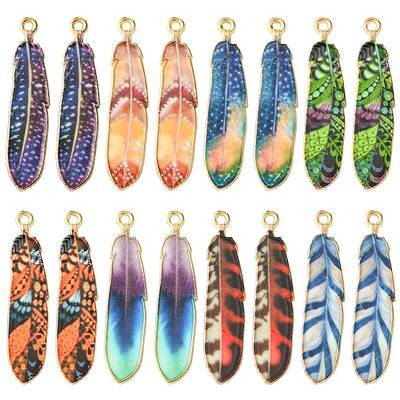16Pcs 8 Styles Alloy Enamel Pendants
