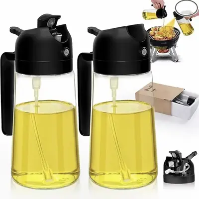 Oil Sprayer for Cooking 1/2pcs,2 in 1 0ilDispenser and Oil Sprayer KitchenGadgets-16oz Glass Oil Spray Bottle,MistOlive Oil D...