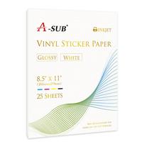 A-SUB Waterproof Glossy Vinyl Sticker Paper for Inkjet Printer 25 Sheet