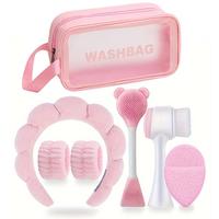 Facial Cleansing Tool Set, 7 Counts/set Portable Skin Care Tool Set, Including Soft Headband & Wristband & Silicone Exfoliati...