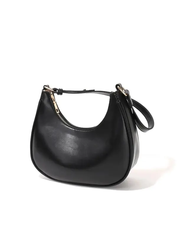Women's Simple Style Plain Color Crescent Bag, Casual Trendy Novelty Pu Leather Handheld Bag, Fashionable Hobo Bag for Daily ...