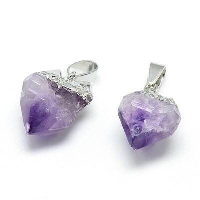 Electroplated Natural Amethyst Pendants