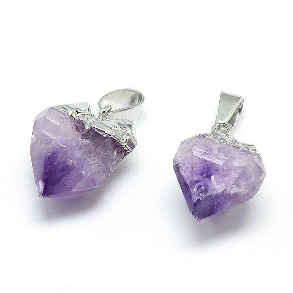 Electroplated Natural Amethyst Pendants