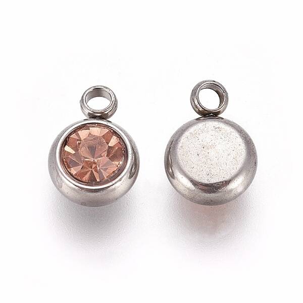 201 Stainless Steel Rhinestone Charms