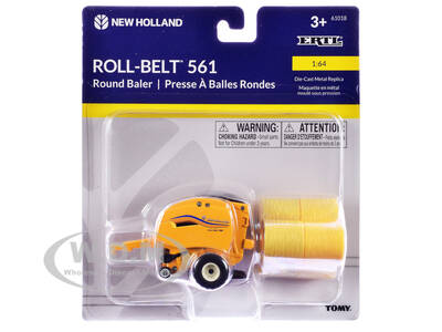 New Holland Roll-Belt 561 Round Baler with 6 Bales 1/64 Diecast Model by ERTL TOMY