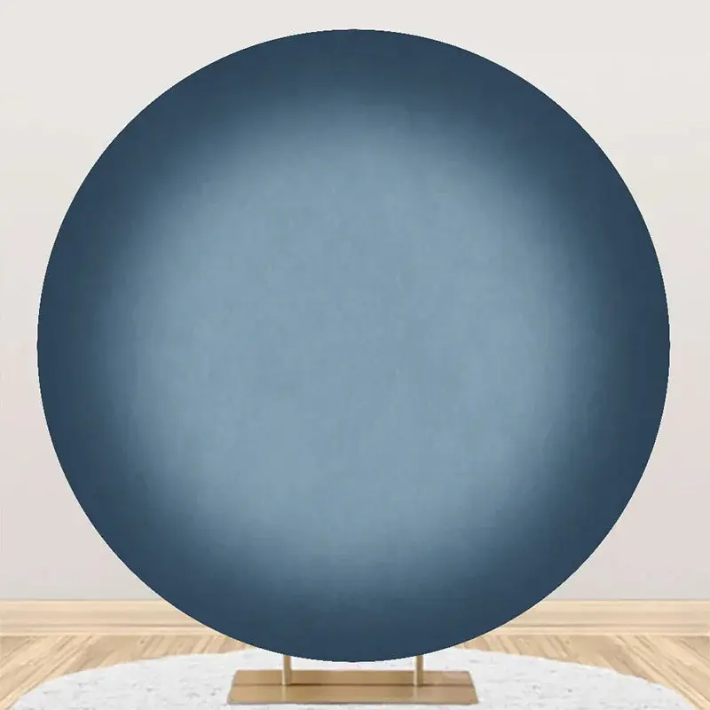 Retro Blue Gray Gradient Round Birthday Backdrop - Aperturee