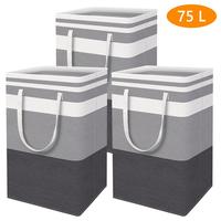 3Pack Large Laundry Basket, 75L Freestanding Waterproof Laundry Basket, Collapsible Storage Box with Easy Carry Handle, Suita...
