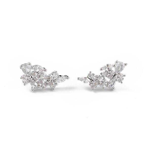Clear Cubic Zirconia Flower Stud Earrings